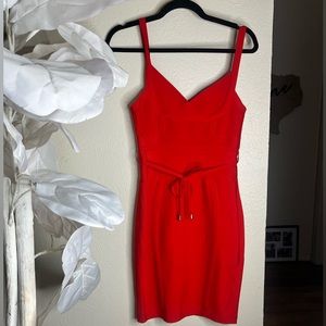 FASHION NOVA red/orange bandage body con mini dress